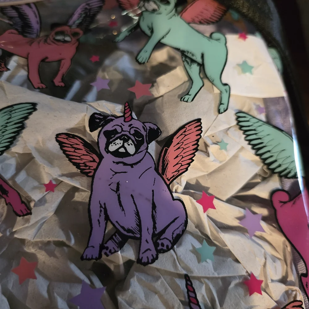Betsey Johnson Flying Pug Kids Backpack - Lavender and Teal